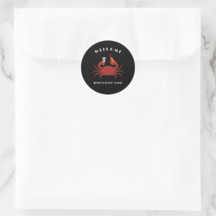 Simple crab shrimp seafood Restaurant logo name Classic Round Sticker