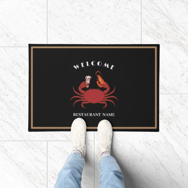 Simple crab shrimp seafood Restaurant logo name Doormat (Indoor)