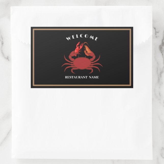 Simple crab shrimp seafood Restaurant logo name Rectangular Sticker (Bag)