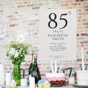 Simple Cream 85th Birthday Party Invitation
