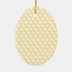 Simple Cream and White Easter Bunny Ceramic Ornament