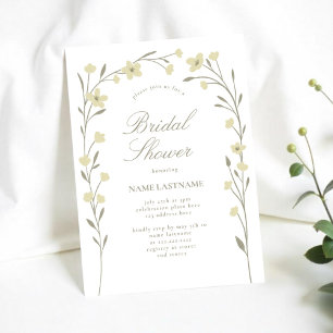 Simple Cream Beige Wildflower Arch Bridal Shower Invitation