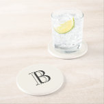 Simple Cream & Black Monogram Cream  Coaster<br><div class="desc">Cream and black Monogram  Cream background stone coaster.  Monogram gift.</div>