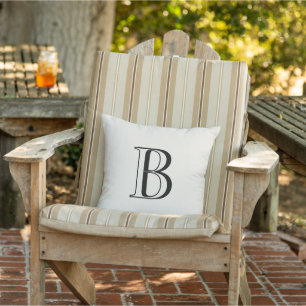 Simple Cream & Black Monogram Cream  Cushion