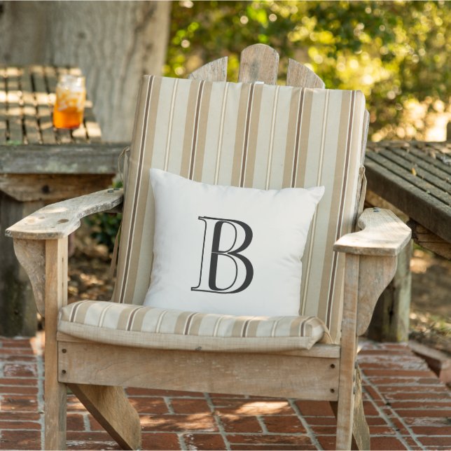 Simple Cream & Black Monogram Cream  Cushion (Chair)