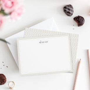 Simple Cream Bordered Personalised Stationery Flat Card