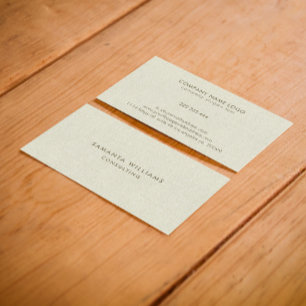 Simple Cream Colour Natural Linen Texture Print Business Card