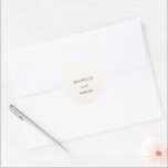 Simple Cream Elegant Wedding Classic Round Sticker<br><div class="desc">Modern wedding sticker featuring a simple design with a combination of a contemporary sans serif font and an elegant handwriting script.</div>