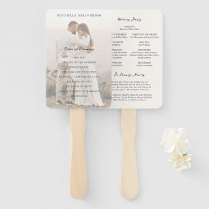Simple Cream Elegant Wedding Program Hand Fan