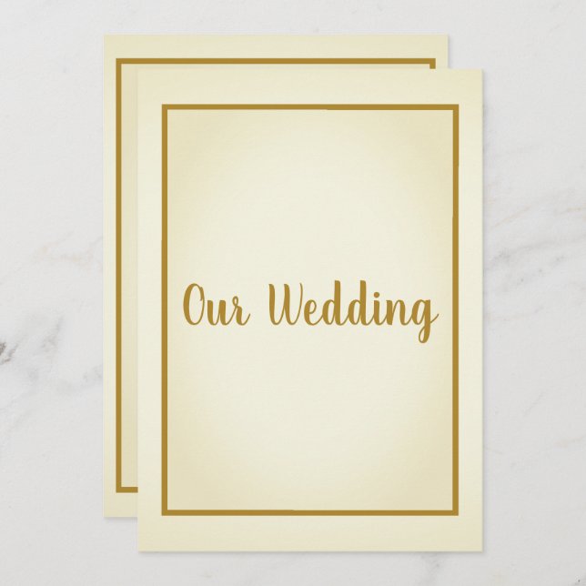 SIMPLE CREAM GOLD BORDER Wedding Invitation (Front/Back)