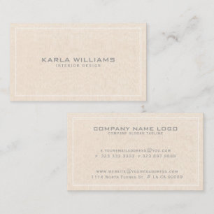Simple Cream Linen Texture Print Business Card