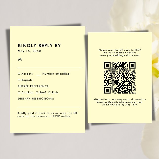 Simple Cream Meal Choice Wedding RSVP Card (Cream Meal Choice Wedding RSVP Card)