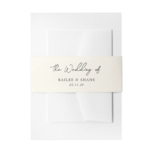 Simple Cream Modern Wedding Invitation Belly Band
