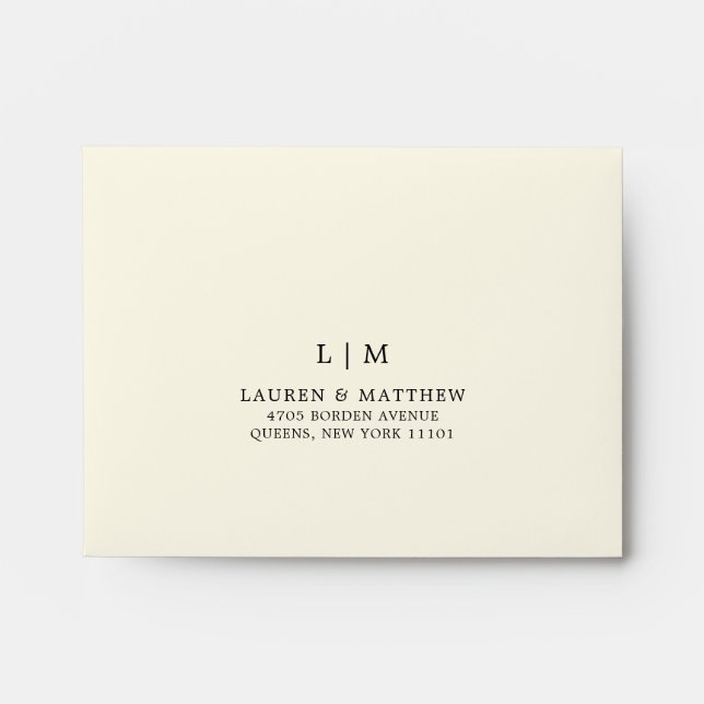 Simple Cream Monogram Elegant RSVP Wedding Envelope (Front)
