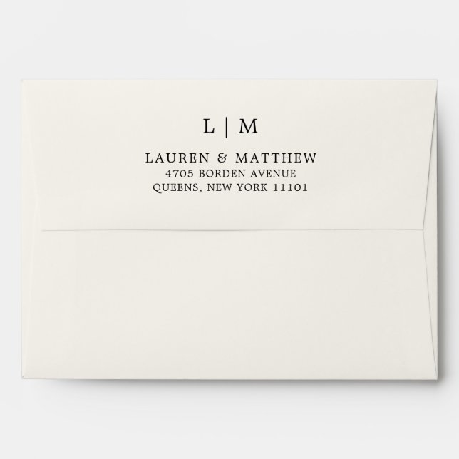 Simple Cream Monogram Elegant Wedding Envelope (Back (Top Flap))
