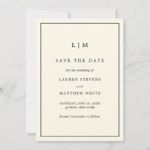 Simple Cream Monogram Elegant Wedding Save The Date