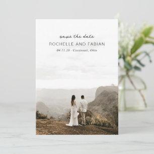 Simple Cream Photo Elegant Wedding Save The Date
