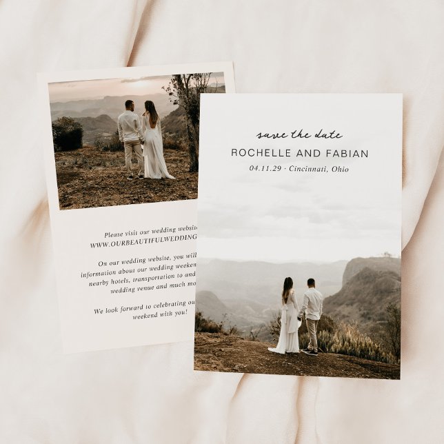 Simple Cream Photo Elegant Wedding Save The Date (Creator Uploaded)