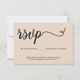 Simple cream RSVP without mailing Reserved Seat Card