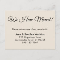 Simple Cream We Have Moved Change of Address