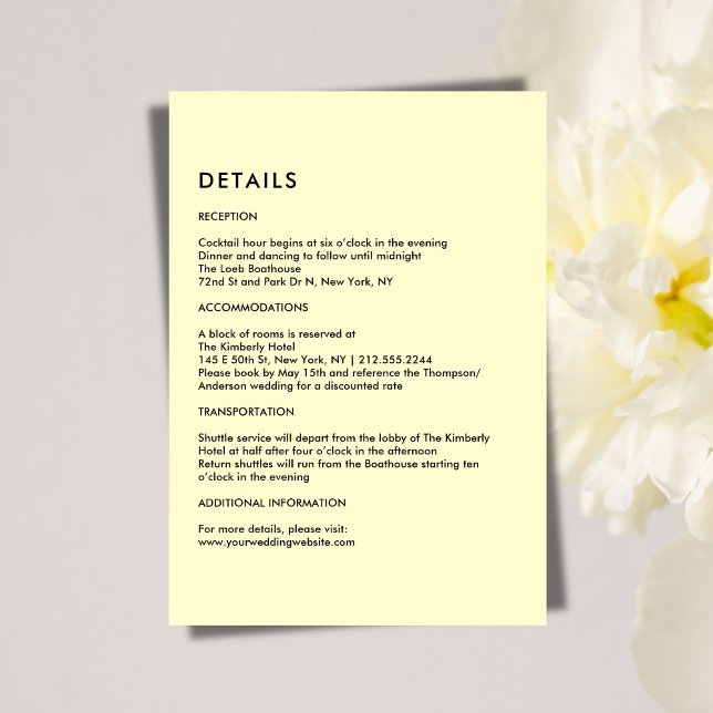 Simple Cream Wedding Details  Enclosure Card (Simple Cream Wedding Details Enclosure Card)