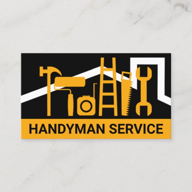 Simple Creative Handyman Tools Rooftop Business Card (Front)