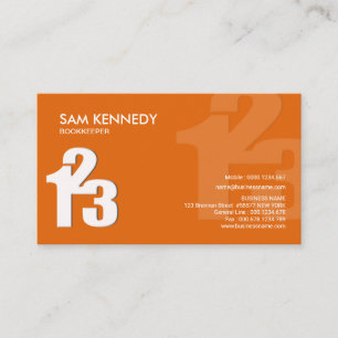 Simple Creative Modern Numbers Bookkeeper Business Card