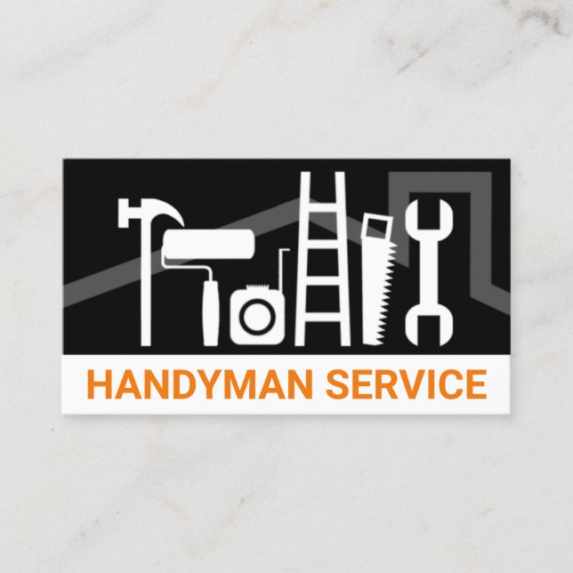 Simple Creative Rooftop Handyman Tools Business Card (Front)