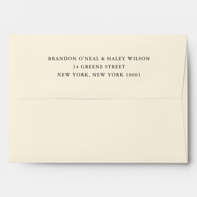 Simple Creme Wedding Address Envelope (Back (Top Flap))