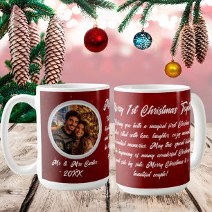 Simple Crimson Red Couple 1st Christmas Together Coffee Mug