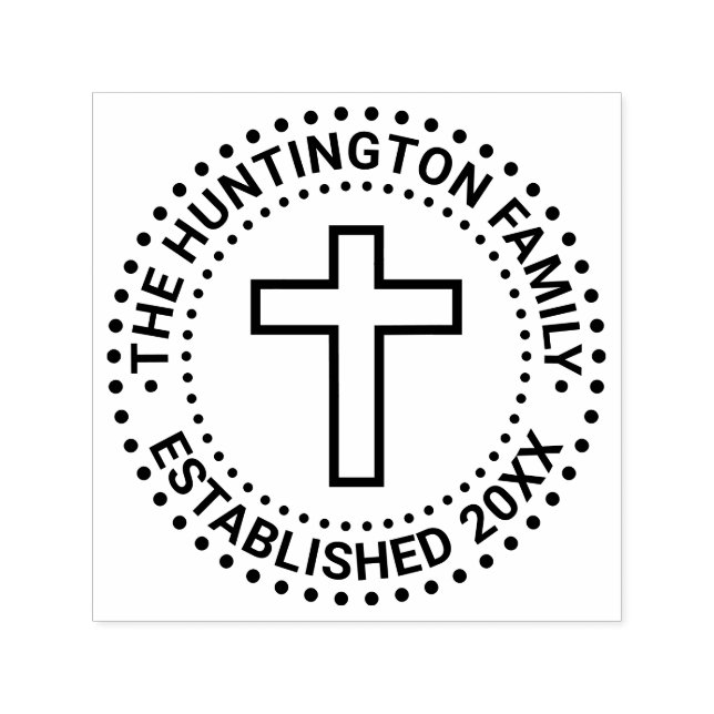 Simple Cross 2X Frame Family Name Date Self-inking Stamp (Design)