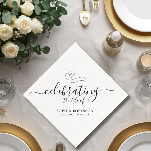 Simple Cross Elegant Script Funeral Memorial Napkin