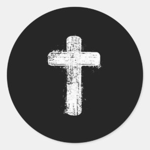 Simple Cross Faith Minimal Christian Symbol Classic Round Sticker