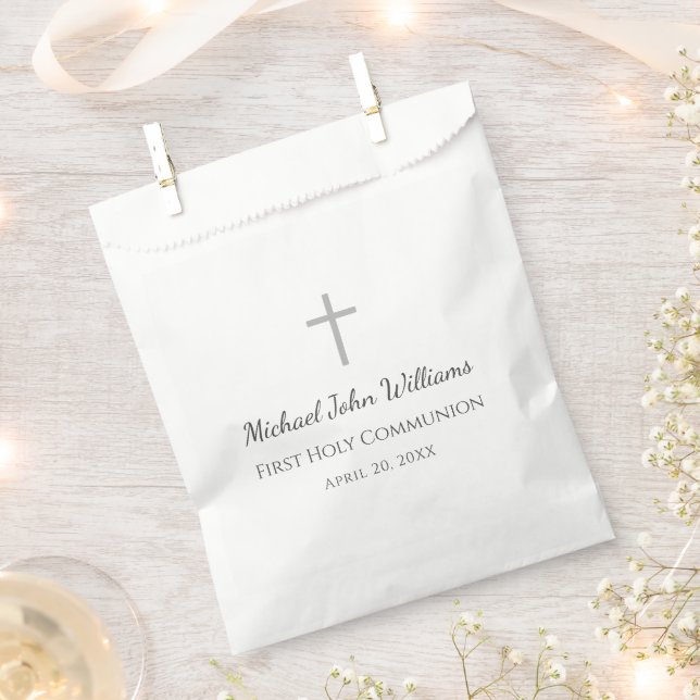 Simple Cross First Holy Communion Typography  Favour Bag (Clipped)