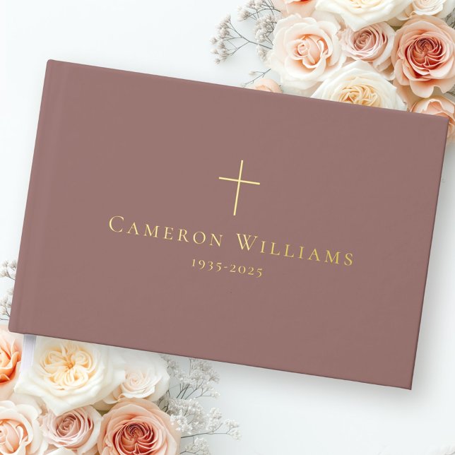 Simple cross loving memory funeral memorial guest book (Simple cross loving memory funeral memorial guest book)