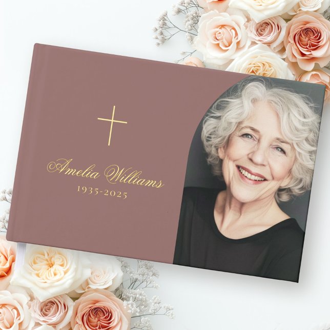 Simple cross loving memory funeral memorial photo guest book (Simple cross loving memory funeral memorial photo guest book)