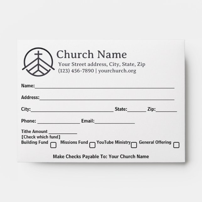 Simple Cross Mountain Bible Church Tithe Offering Envelope (Front)