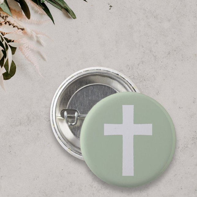 Simple Cross on Green Button (White Cross on Green Button)