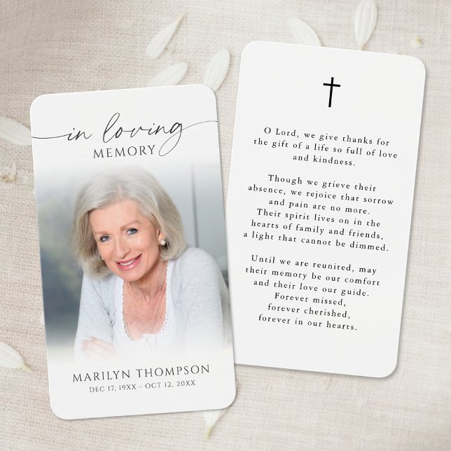 Simple Cross Photo Funeral Funeral Prayer Card (Creator Uploaded)