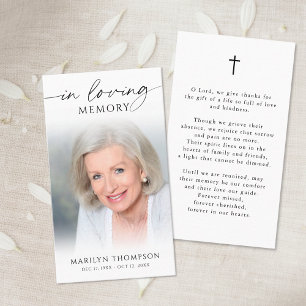 Simple Cross Photo  Funeral Memorial Prayer Card
