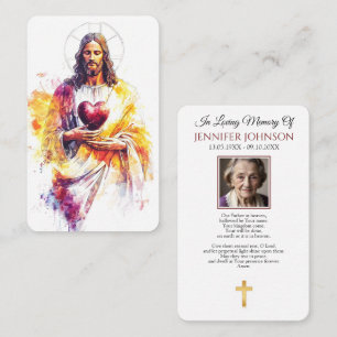 Simple Cross Photo Funeral Memorial Prayer Card