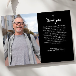 Simple Cross Photo Personalised Message Funeral Thank You Card