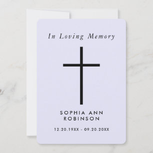 Simple Cross Purple Lavender Memorial Modern Card
