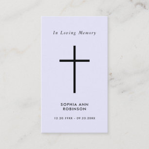 Simple Cross Purple Lavender Memorial Prayer Card