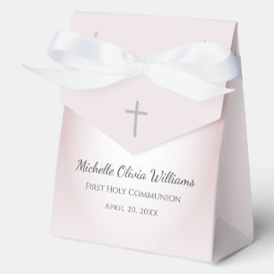 Simple Cross Rose Gold First Communion Celebration Favour Box