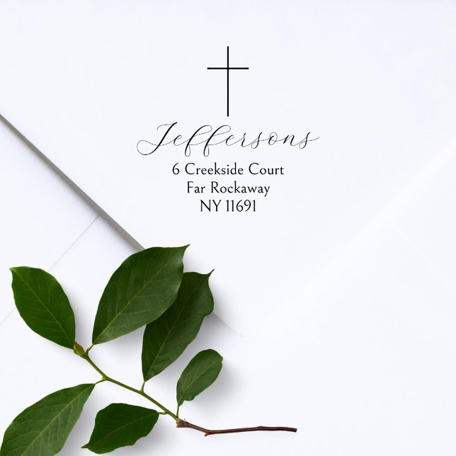 Simple Cross Script Family Return Address Rubber Stamp (Creator Uploaded)