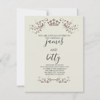 Simple Crown Minimalist Wedding Invitation