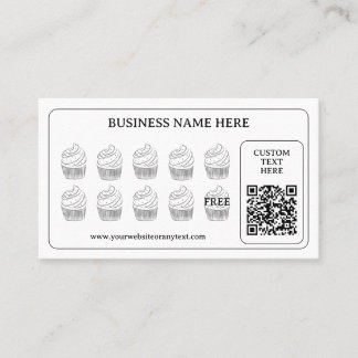 Simple Cupcake QR Code Bakery Gift Coffee Shop Loyalty Card
