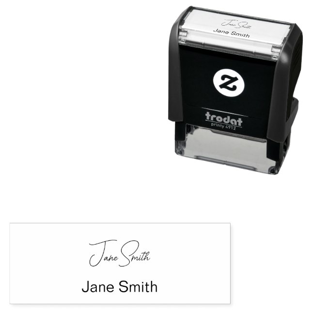 Simple "Cursive" Script Signature & Printed Name  Self-inking Stamp (In Situ)