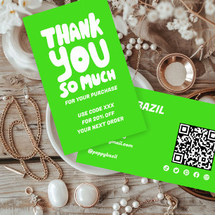 Simple Curves Order Thank You Lime Social QR Code Business Card